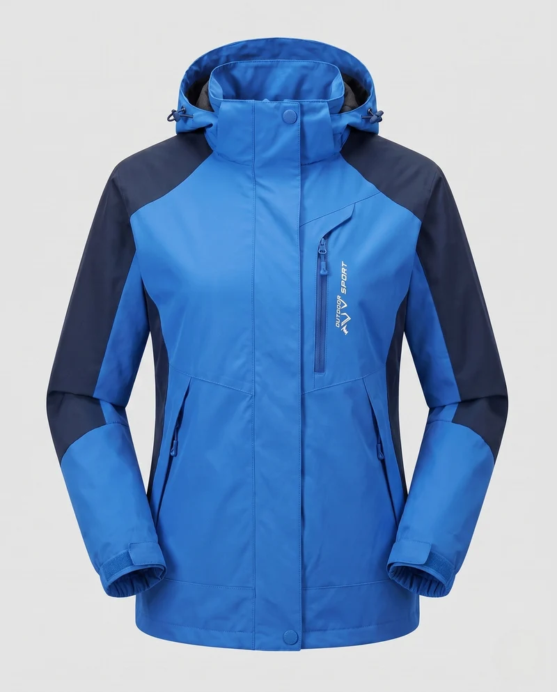 Damen atmungsaktive Softshell-Outdoormantel mit Kapuze und kontrastierenden Einsätzen Drune