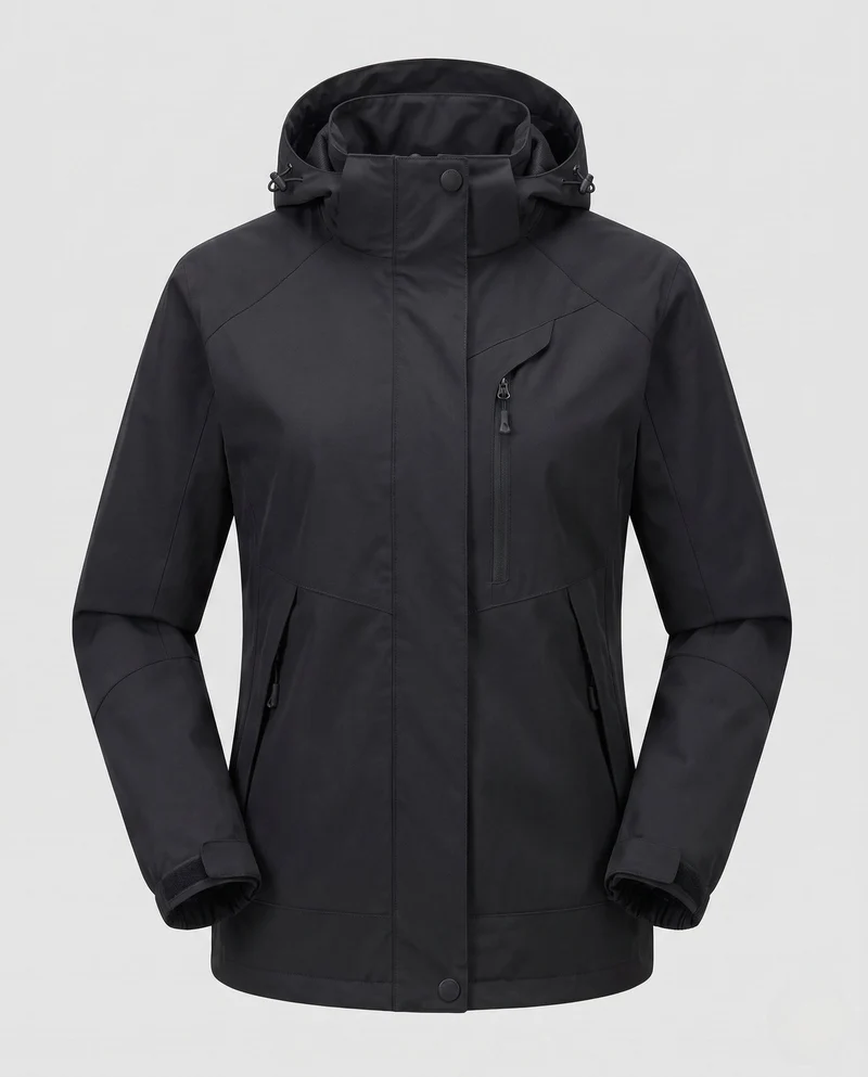 Damen atmungsaktive Softshell-Outdoormantel mit Kapuze und kontrastierenden Einsätzen Drune