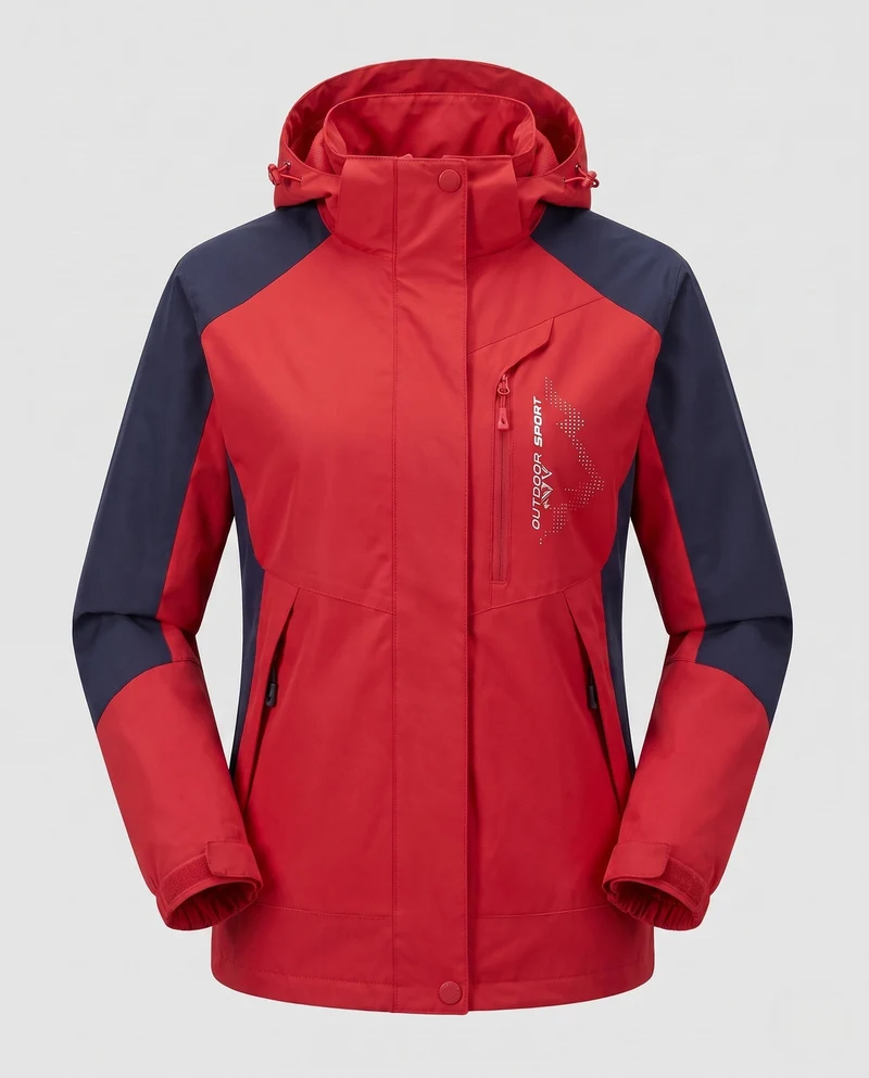Damen atmungsaktive Softshell-Outdoormantel mit Kapuze und kontrastierenden Einsätzen Drune