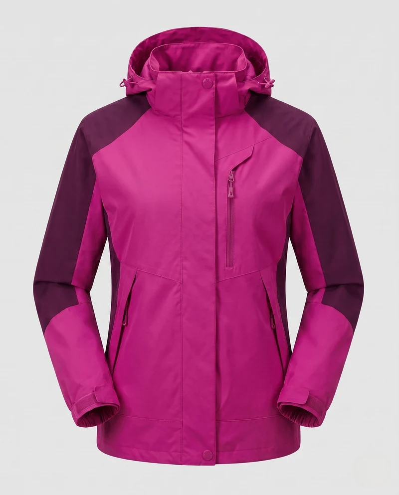 Damen atmungsaktive Softshell-Outdoormantel mit Kapuze und kontrastierenden Einsätzen Drune