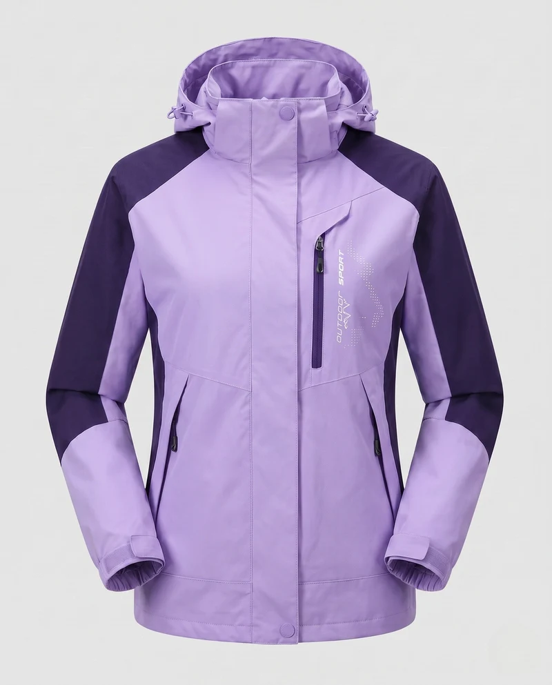 Damen atmungsaktive Softshell-Outdoormantel mit Kapuze und kontrastierenden Einsätzen Drune