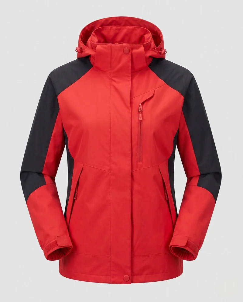 Damen atmungsaktive Softshell-Outdoormantel mit Kapuze und kontrastierenden Einsätzen Drune