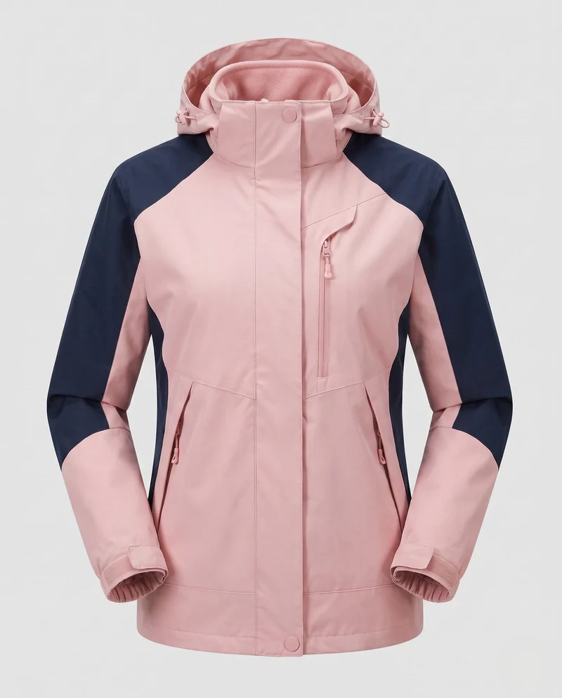 Damen atmungsaktive Softshell-Outdoormantel mit Kapuze und kontrastierenden Einsätzen Drune