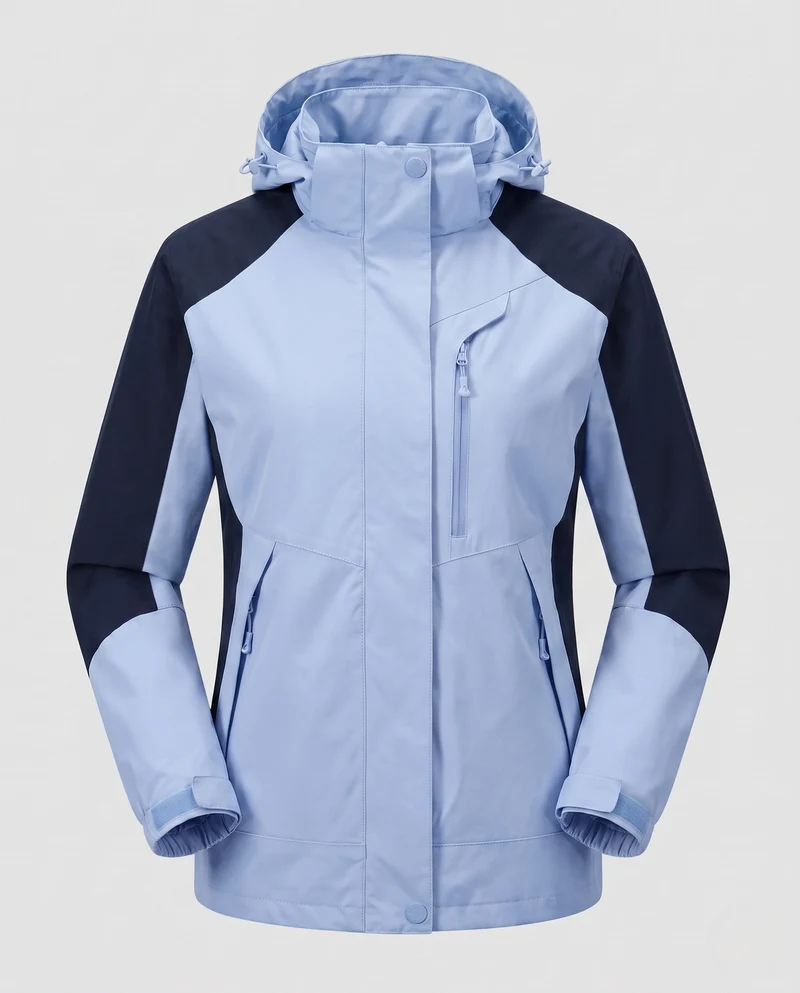 Damen atmungsaktive Softshell-Outdoormantel mit Kapuze und kontrastierenden Einsätzen Drune