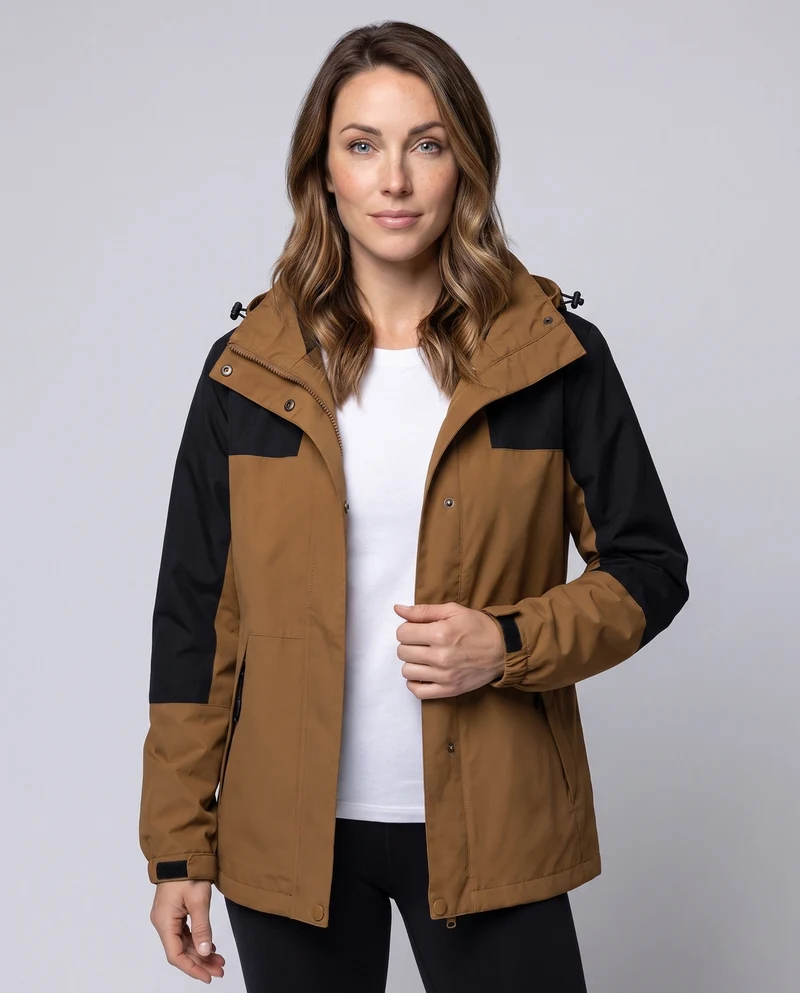 Damen Leichte Wasserabweisende Hoodie Jacke mit Feinem Reliefmuster Drune