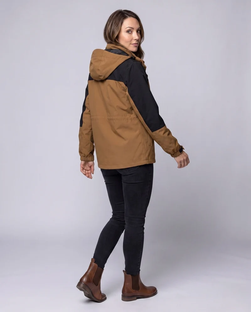 Damen Leichte Wasserabweisende Hoodie Jacke mit Feinem Reliefmuster Drune