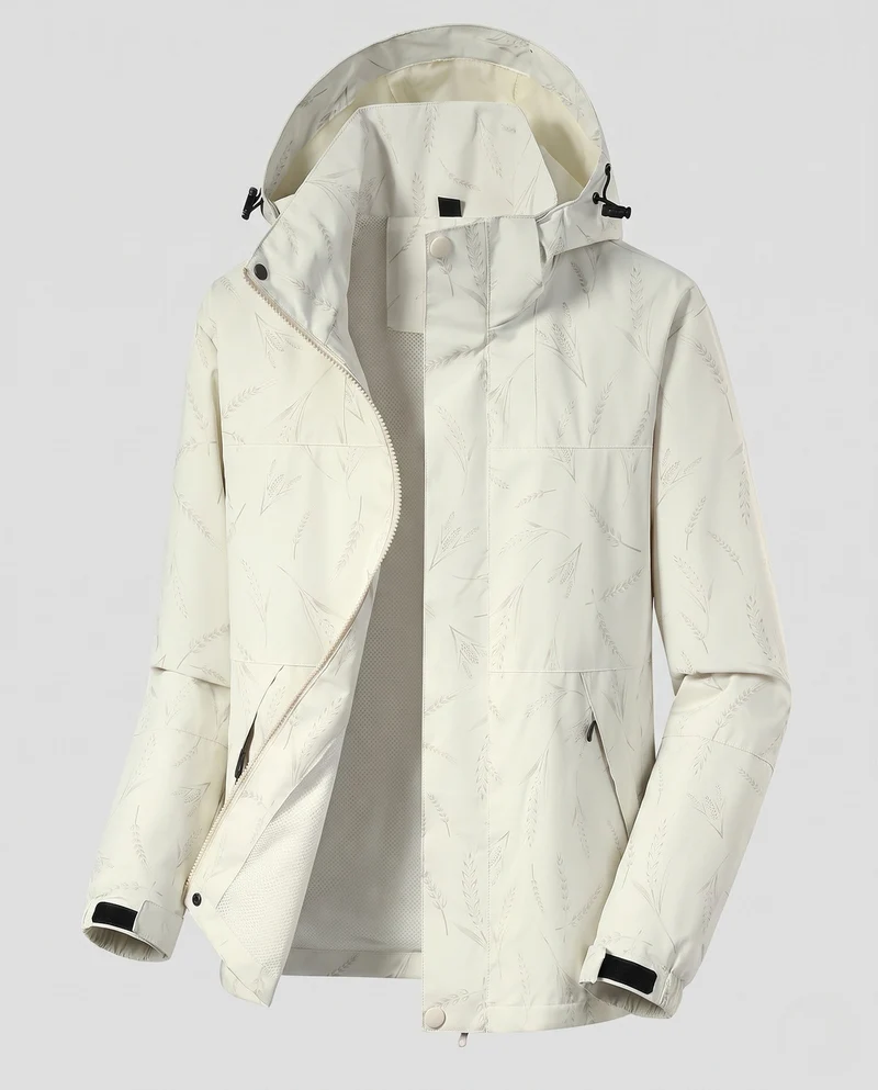 Damen Leichte Wasserabweisende Hoodie Jacke mit Feinem Reliefmuster Drune