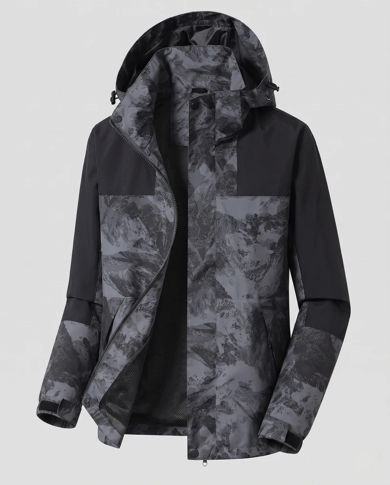 Damen Leichte Wasserabweisende Hoodie Jacke mit Feinem Reliefmuster Drune