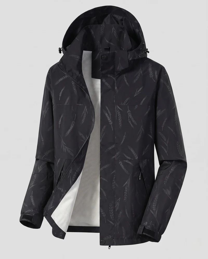 Damen Leichte Wasserabweisende Hoodie Jacke mit Feinem Reliefmuster Drune