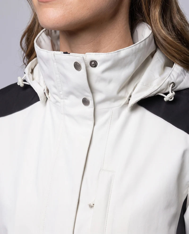 Damen Leichte Wasserdichte Outdoor-Jacke mit Kapuze Atmungsaktive Membran und Verdeckte Reißverschlüsse Drune