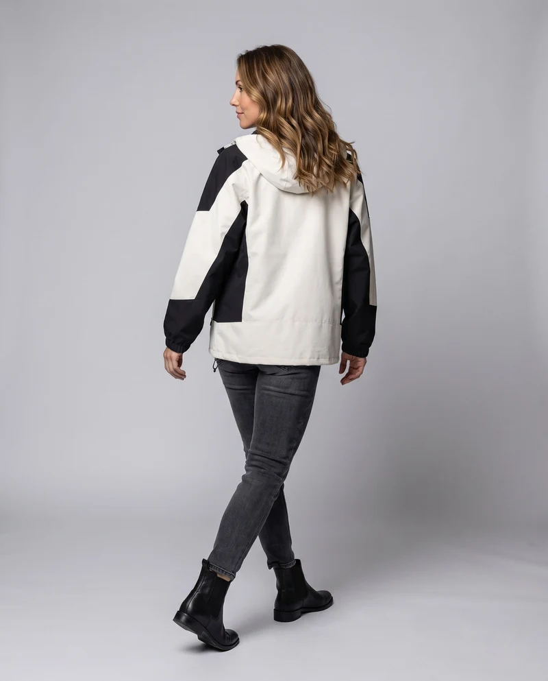 Damen Leichte Wasserdichte Outdoor-Jacke mit Kapuze Atmungsaktive Membran und Verdeckte Reißverschlüsse Drune