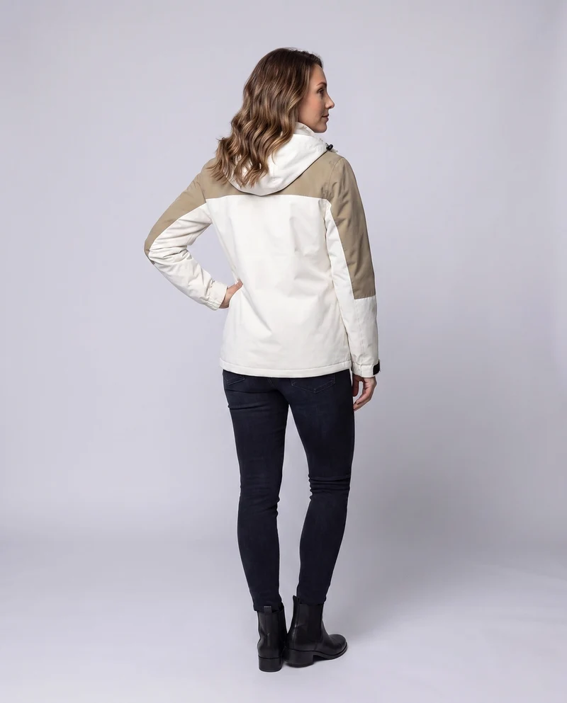 Damen leichte zweischichtige Kapuzenjacke mit winddichter Membran und funktionalen Reißverschlusstaschen Drune