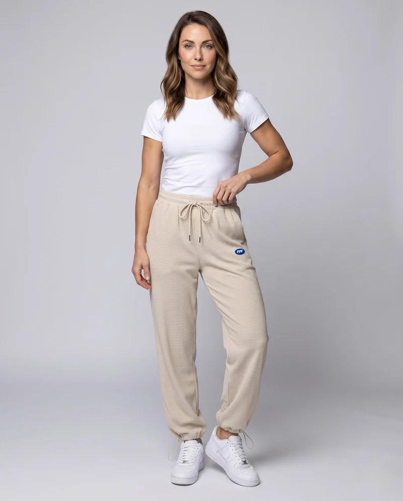 Frauen lockere Cord-Jogginghosen mit Patchwork-Seitenstreifen, elastischem Bund und Bündchen Drune