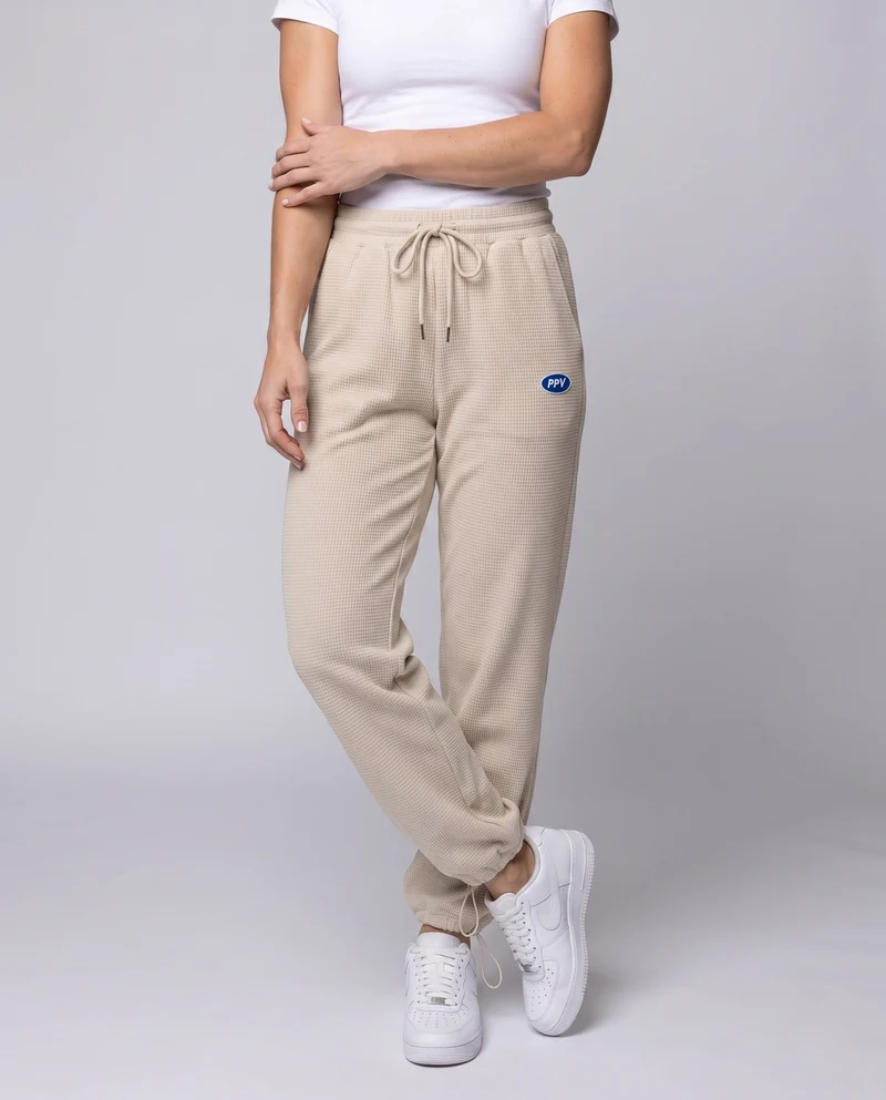 Frauen lockere Cord-Jogginghosen mit Patchwork-Seitenstreifen, elastischem Bund und Bündchen Drune