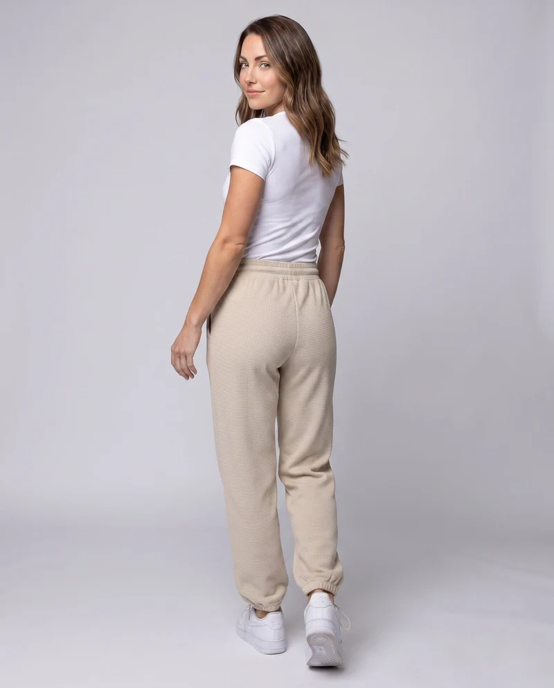 Frauen lockere Cord-Jogginghosen mit Patchwork-Seitenstreifen, elastischem Bund und Bündchen Drune