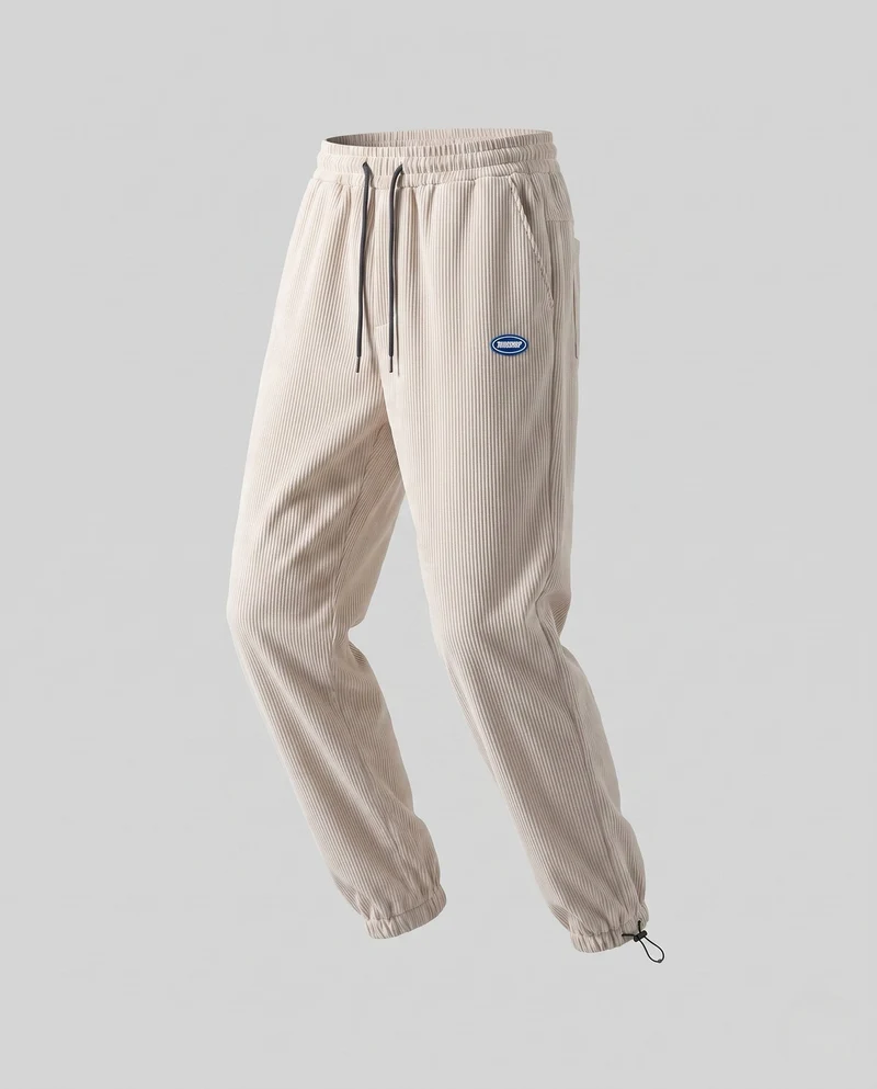 Frauen lockere Cord-Jogginghosen mit Patchwork-Seitenstreifen, elastischem Bund und Bündchen Drune