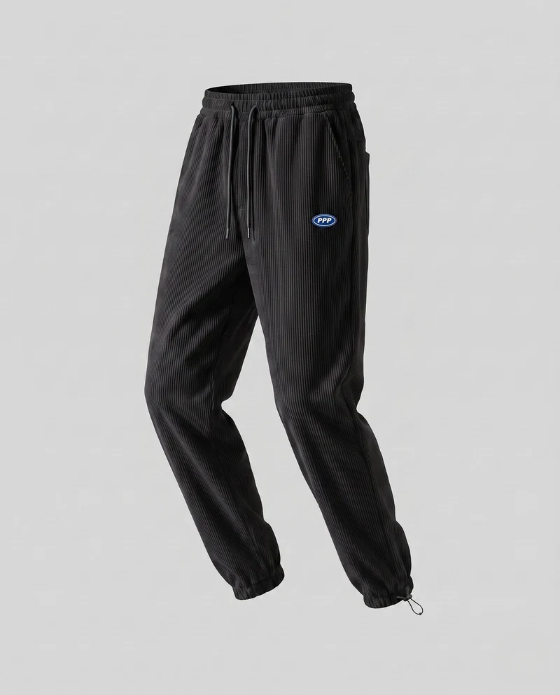 Frauen lockere Cord-Jogginghosen mit Patchwork-Seitenstreifen, elastischem Bund und Bündchen Drune