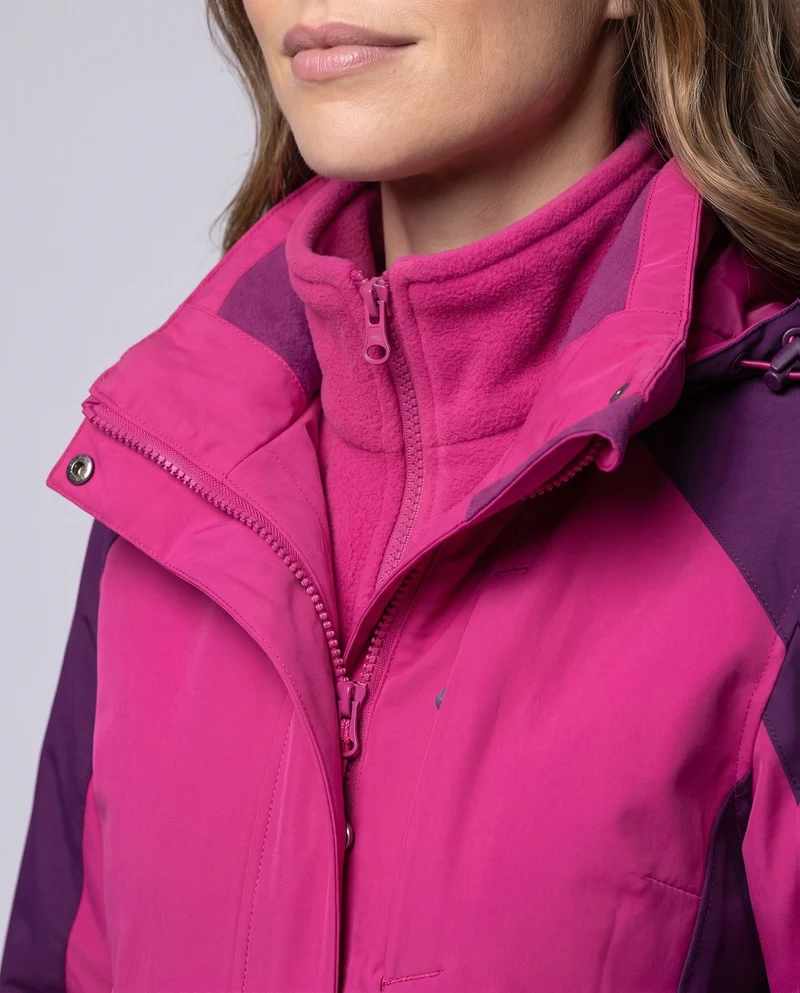 Damen multifunktionale Softshell Outdoorjacke Set mit Fleece Innenjacke und funktionalen Hosen Drune