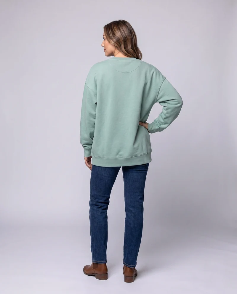 Damen Oversized Sweatshirt mit Rundhalsausschnitt und Drop-Shoulder Drune