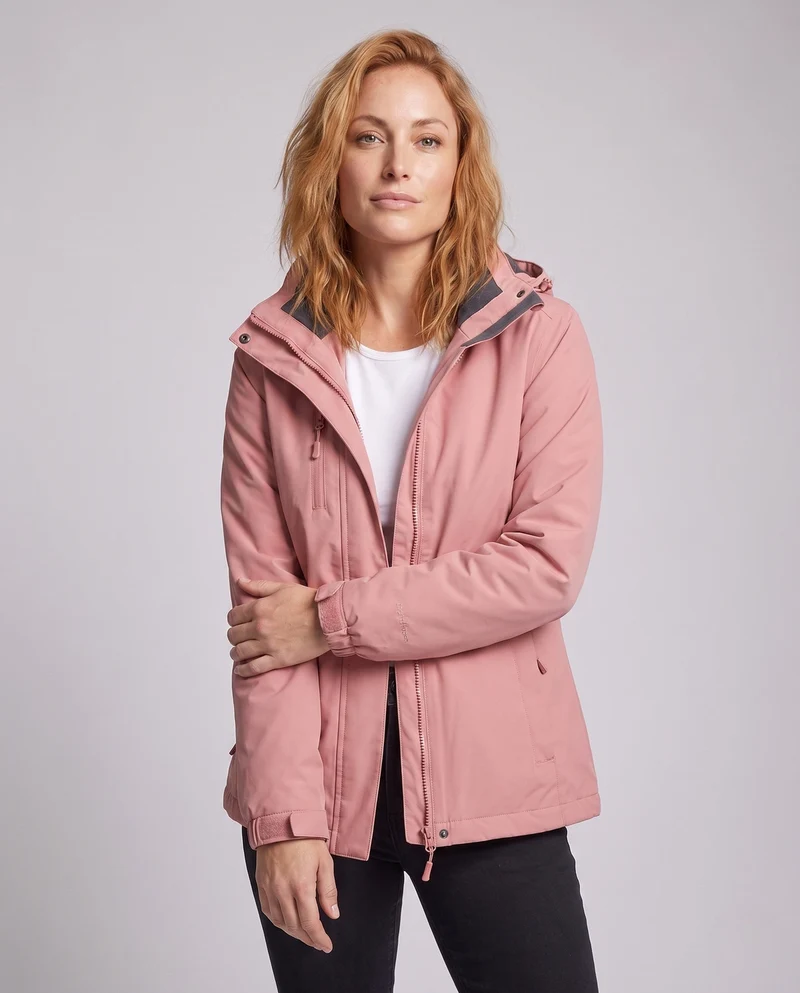 Damen Softshell-Parka mit abnehmbarer Fleece-Innenjacke und verstellbarer Kapuze Drune
