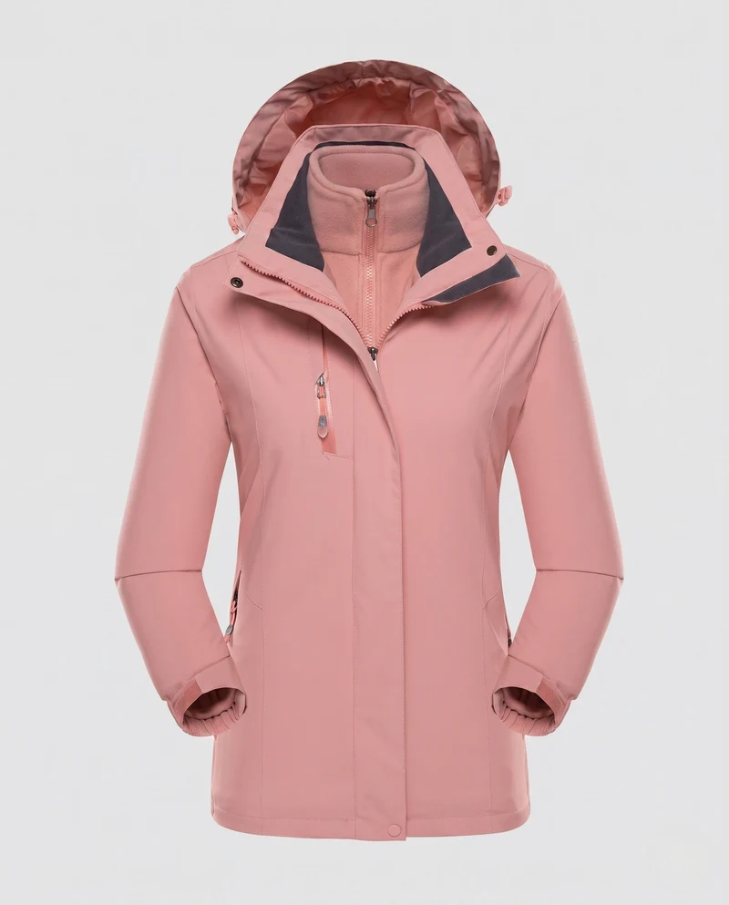 Damen Softshell-Parka mit abnehmbarer Fleece-Innenjacke und verstellbarer Kapuze Drune