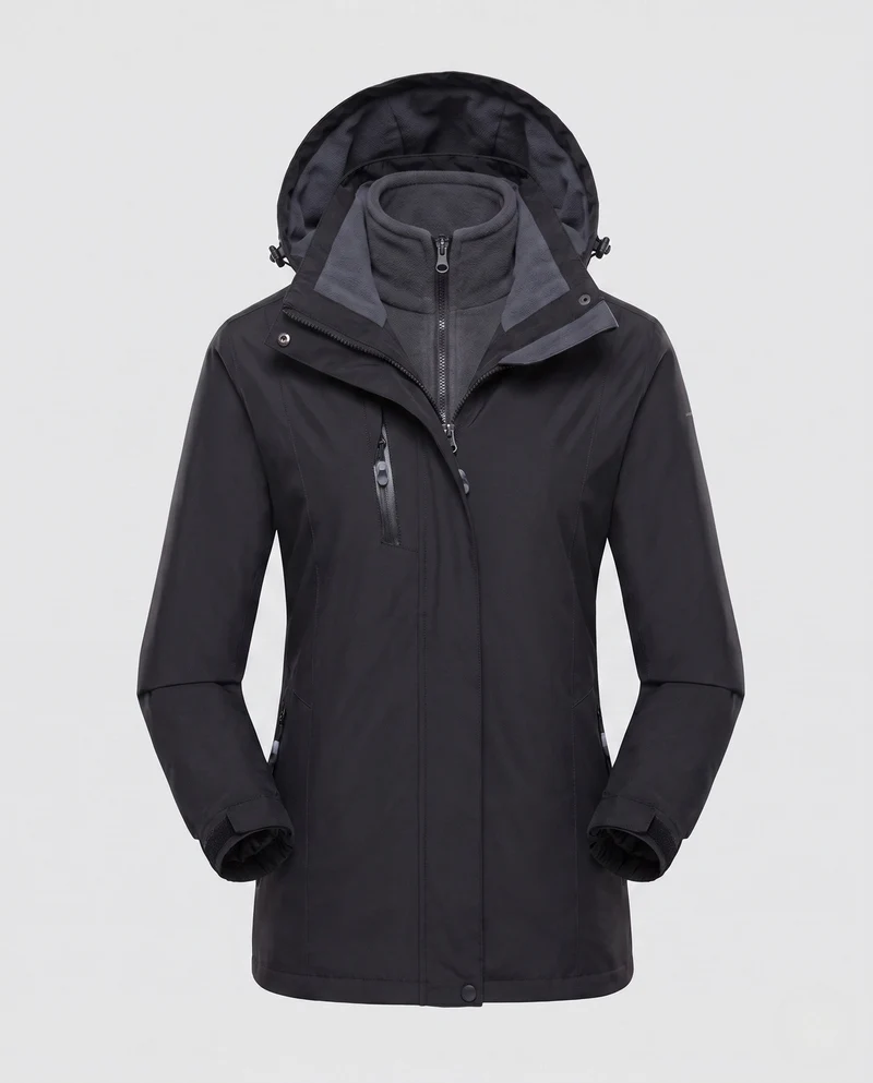 Damen Softshell-Parka mit abnehmbarer Fleece-Innenjacke und verstellbarer Kapuze Drune