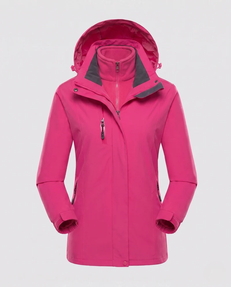 Damen Softshell-Parka mit abnehmbarer Fleece-Innenjacke und verstellbarer Kapuze Drune