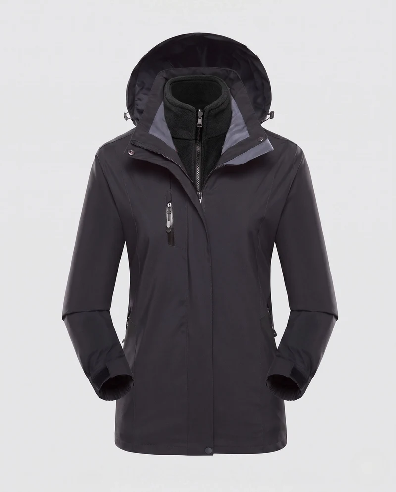 Damen Softshell-Parka mit abnehmbarer Fleece-Innenjacke und verstellbarer Kapuze Drune
