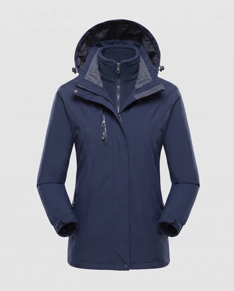 Damen Softshell-Parka mit abnehmbarer Fleece-Innenjacke und verstellbarer Kapuze Drune