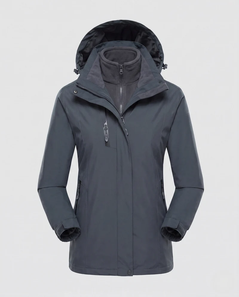 Damen Softshell-Parka mit abnehmbarer Fleece-Innenjacke und verstellbarer Kapuze Drune