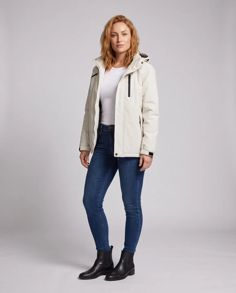 Damen vielseitiger Kapuzenparka mit wärmendem Fleece-Futter und wasserabweisender Oberfläche Drune