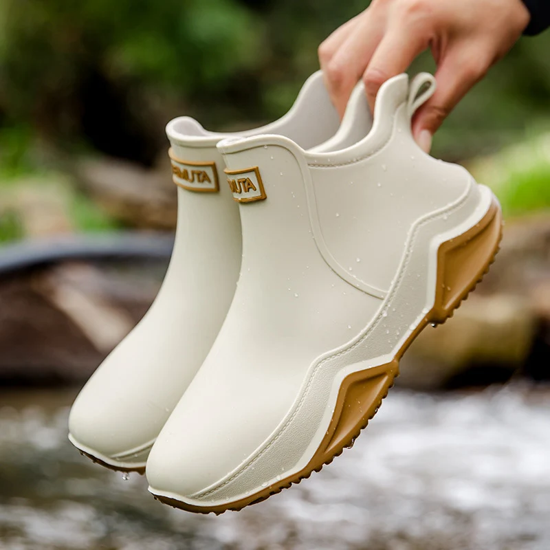 Damen wasserdichte Kurzstiefel mit faltbarem Manschettenkragen Drune