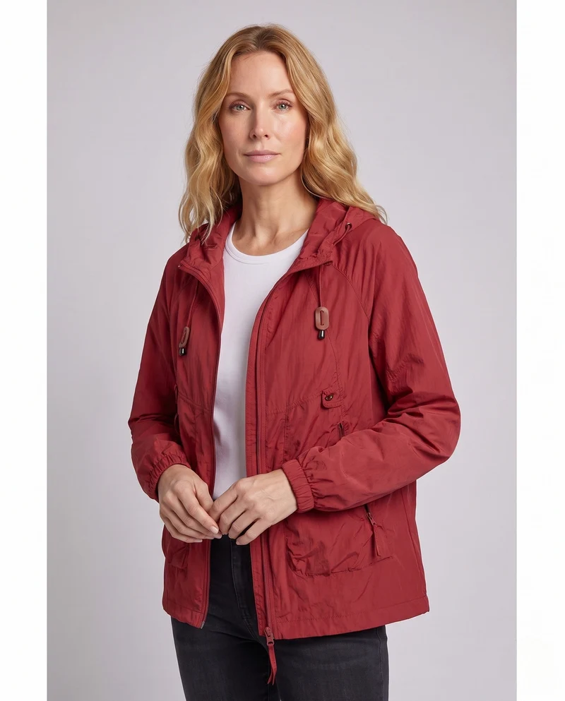 Damen ultraleichte Outdoor-Jacke mit verstellbarem Kapuzenkragen Drune