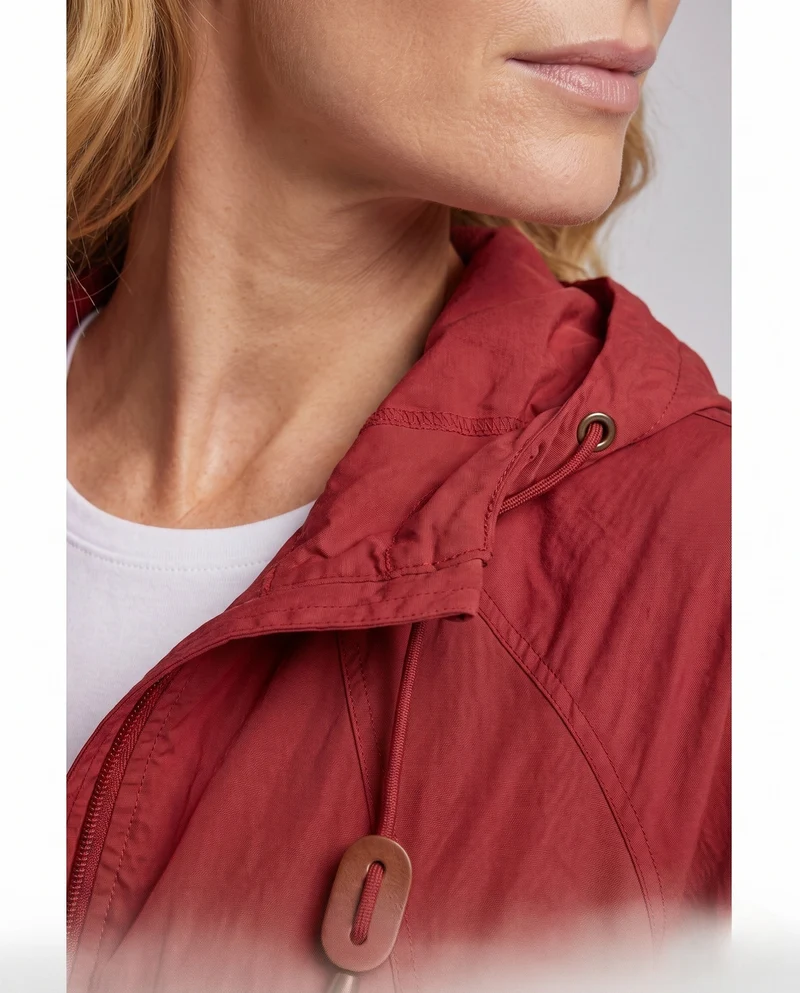 Damen ultraleichte Outdoor-Jacke mit verstellbarem Kapuzenkragen Drune