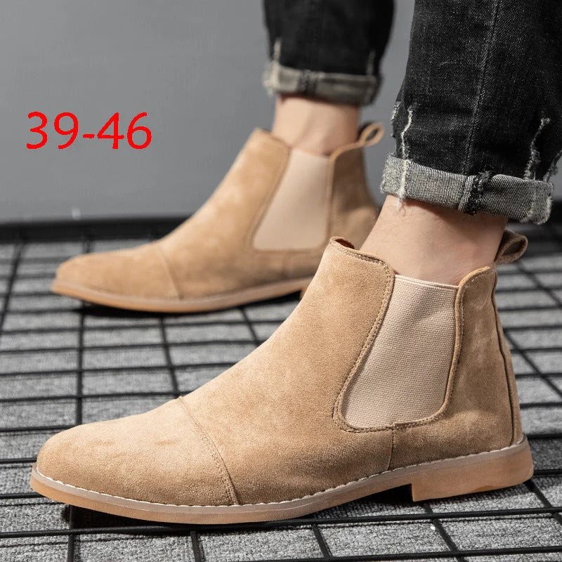 Damen Elegante Veloursleder Chelsea Boots mit elastischen Einsätzen Drune