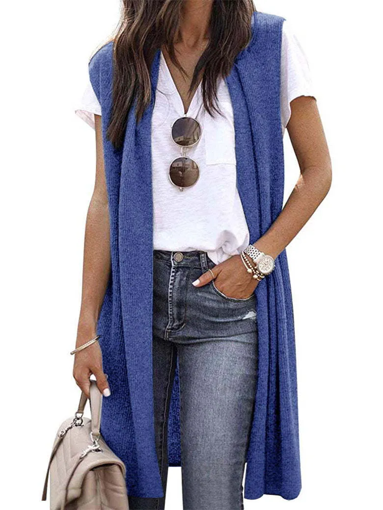 Damen Strickweste im lässigen Oversized-Design mit offenen Fronten und kurzer Ärmellänge Drune