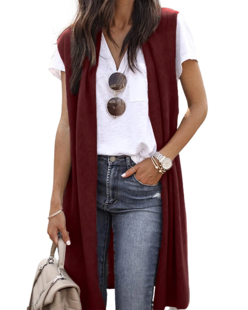 Damen Strickweste im lässigen Oversized-Design mit offenen Fronten und kurzer Ärmellänge Drune