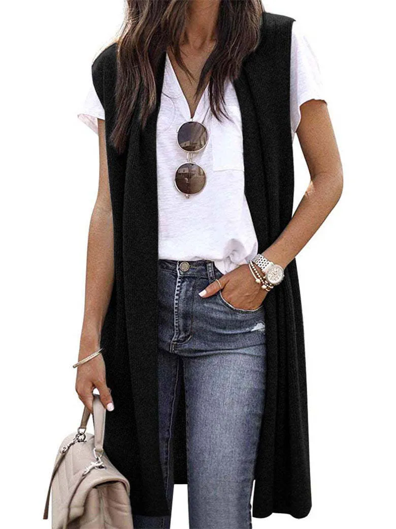 Damen Strickweste im lässigen Oversized-Design mit offenen Fronten und kurzer Ärmellänge Drune