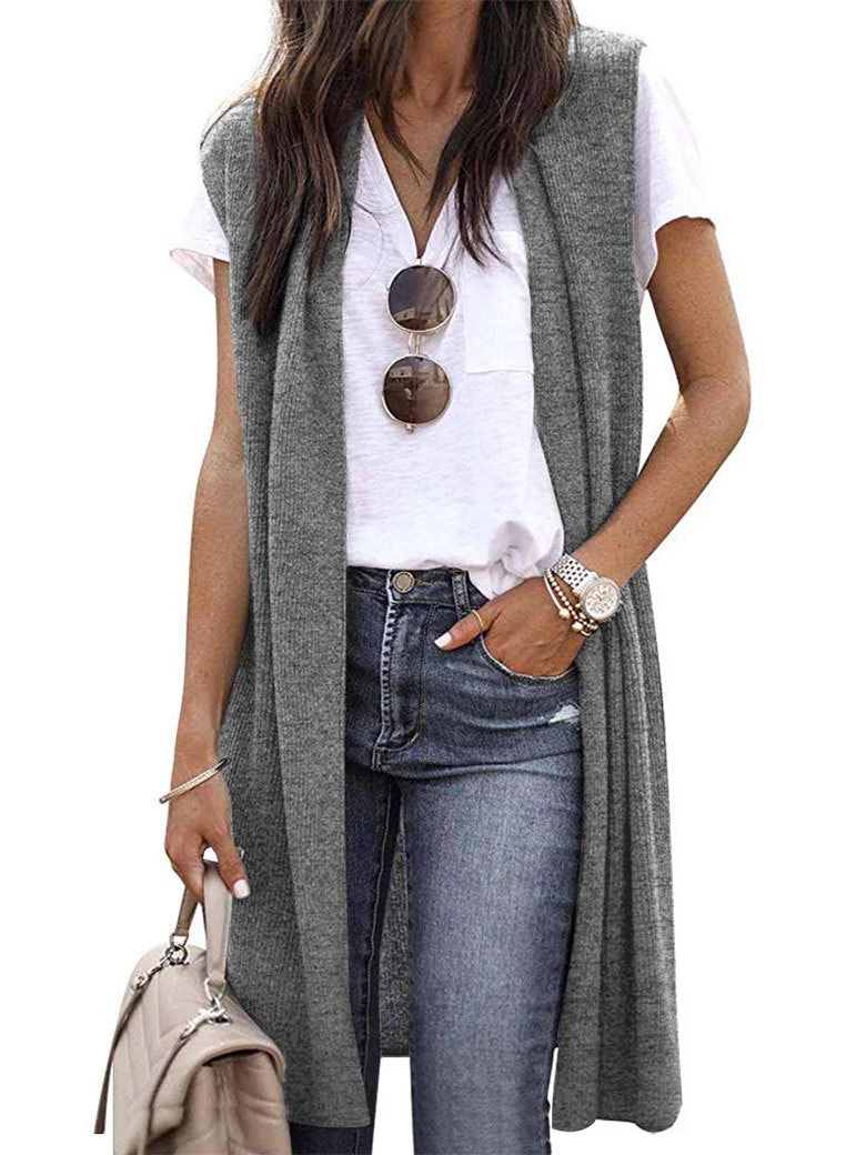 Damen Strickweste im lässigen Oversized-Design mit offenen Fronten und kurzer Ärmellänge Drune
