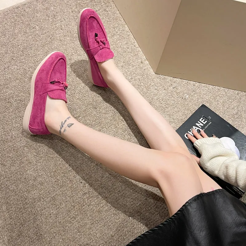 Damen Elegante Wildleder-Loafer mit Quasten und gepolstertem Komfortfußbett Drune