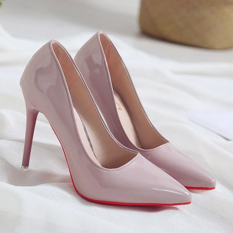 Damen elegante High Heels mit spitzem Schuhprofil und glänzender Oberfläche Drune