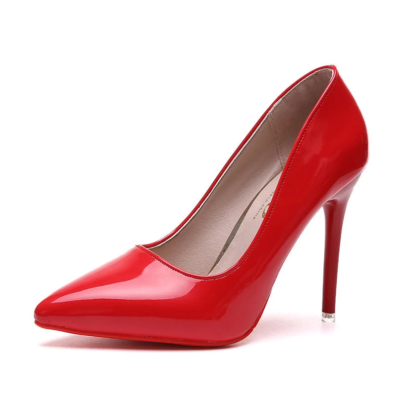Damen elegante High Heels mit spitzem Schuhprofil und glänzender Oberfläche Drune