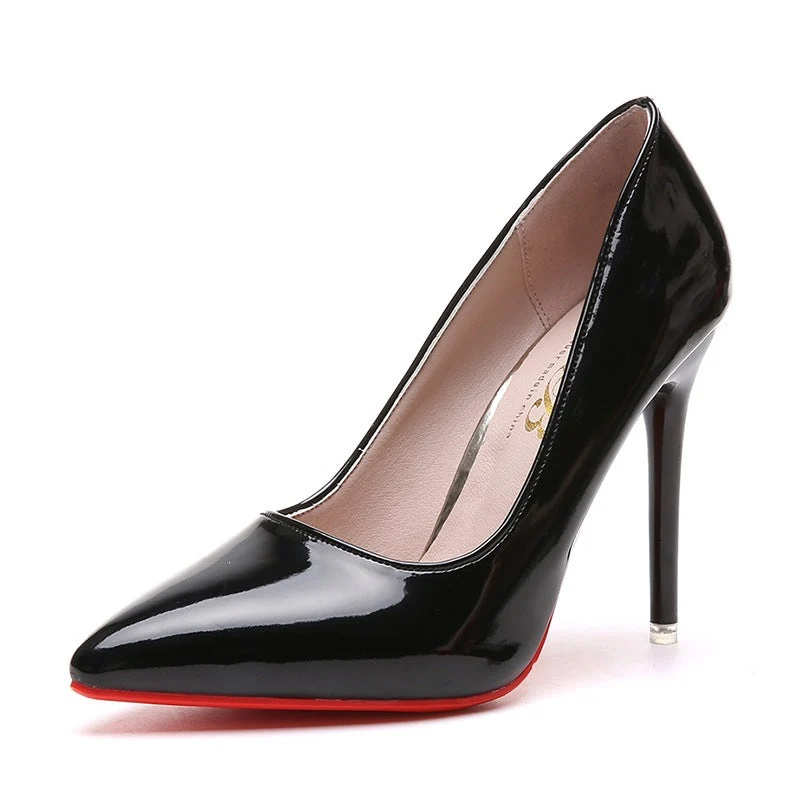 Damen elegante High Heels mit spitzem Schuhprofil und glänzender Oberfläche Drune