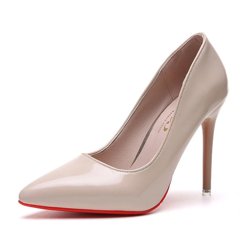 Damen elegante High Heels mit spitzem Schuhprofil und glänzender Oberfläche Drune