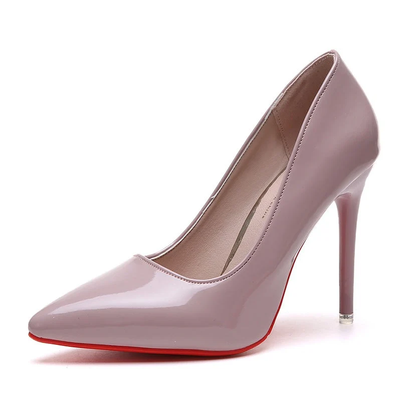 Damen elegante High Heels mit spitzem Schuhprofil und glänzender Oberfläche Drune