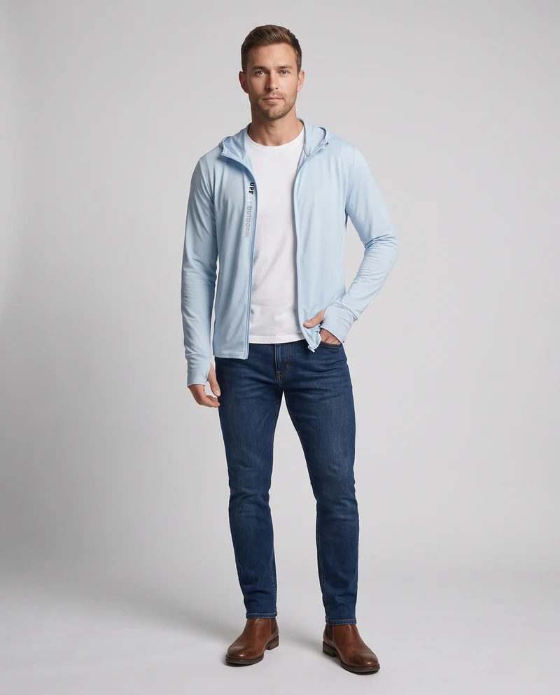 Herren atmungsaktive UV-Schutzjacke mit Kapuze Drune