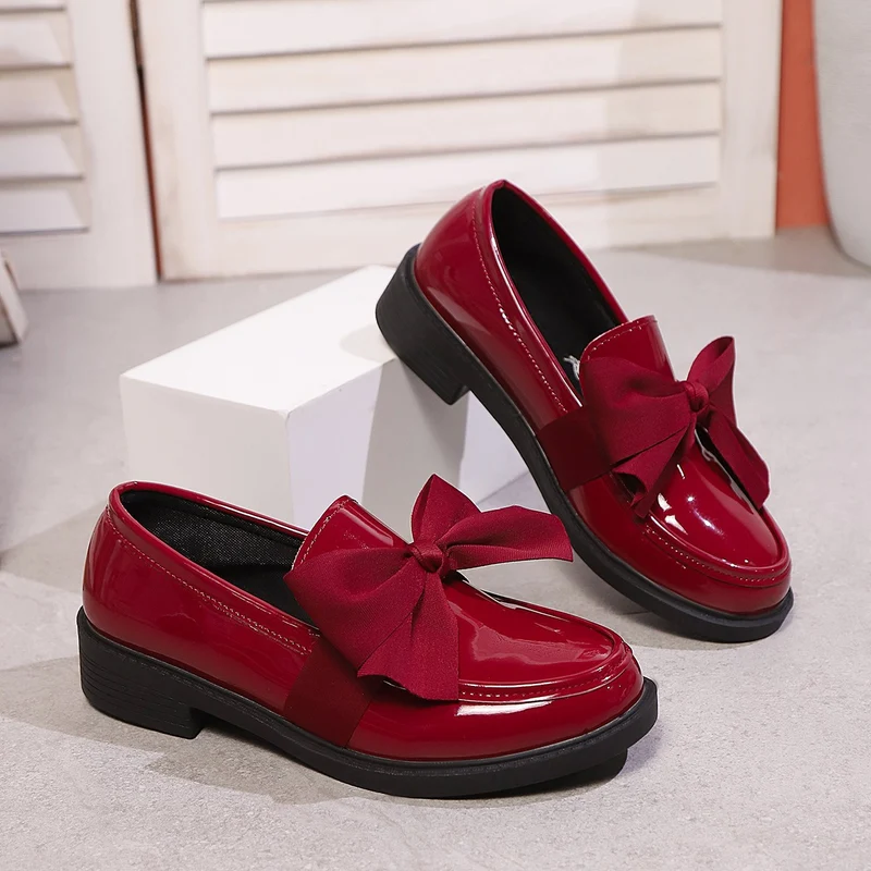 Damen Loafer mit Karo‑Muster und Schleifenapplikation Drune