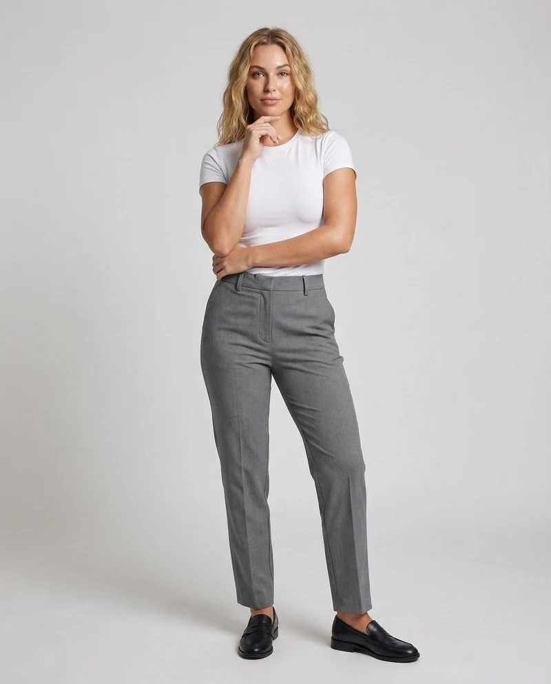 Damen Taillierte Zigarettenhose Bügelfalte