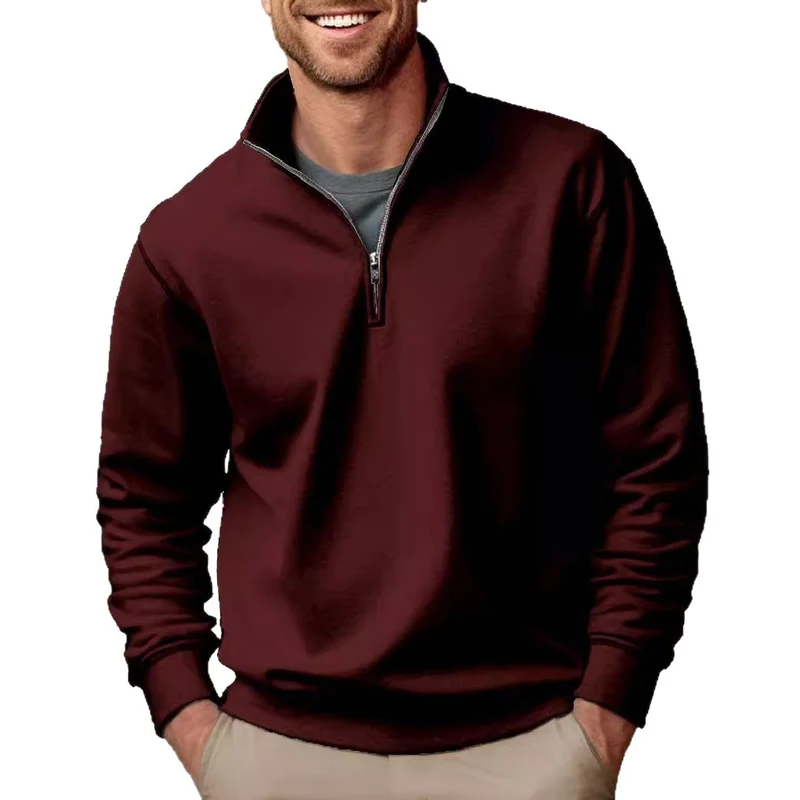 Herren nan Halbzip-Sweatshirt mit Stehkragen und weichem Fleece-Innenfutter Drune
