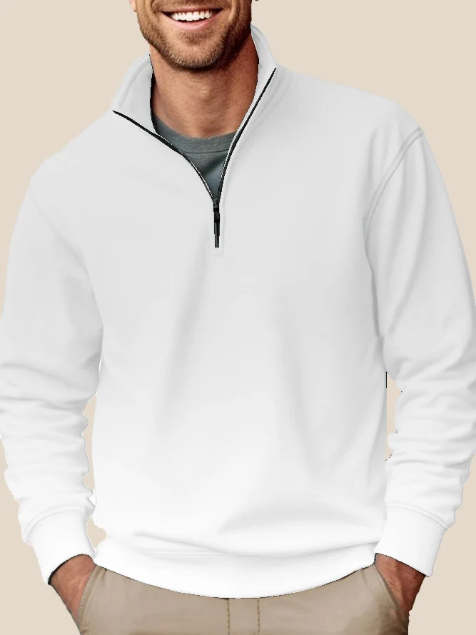 Herren nan Halbzip-Sweatshirt mit Stehkragen und weichem Fleece-Innenfutter Drune